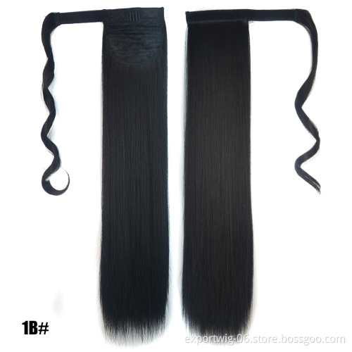22 Inch Straight Ponytail Hair Extension Clip in Hairpiece Synthetic Blonde Ombre Color Long Smooth Overhead Pony Tail